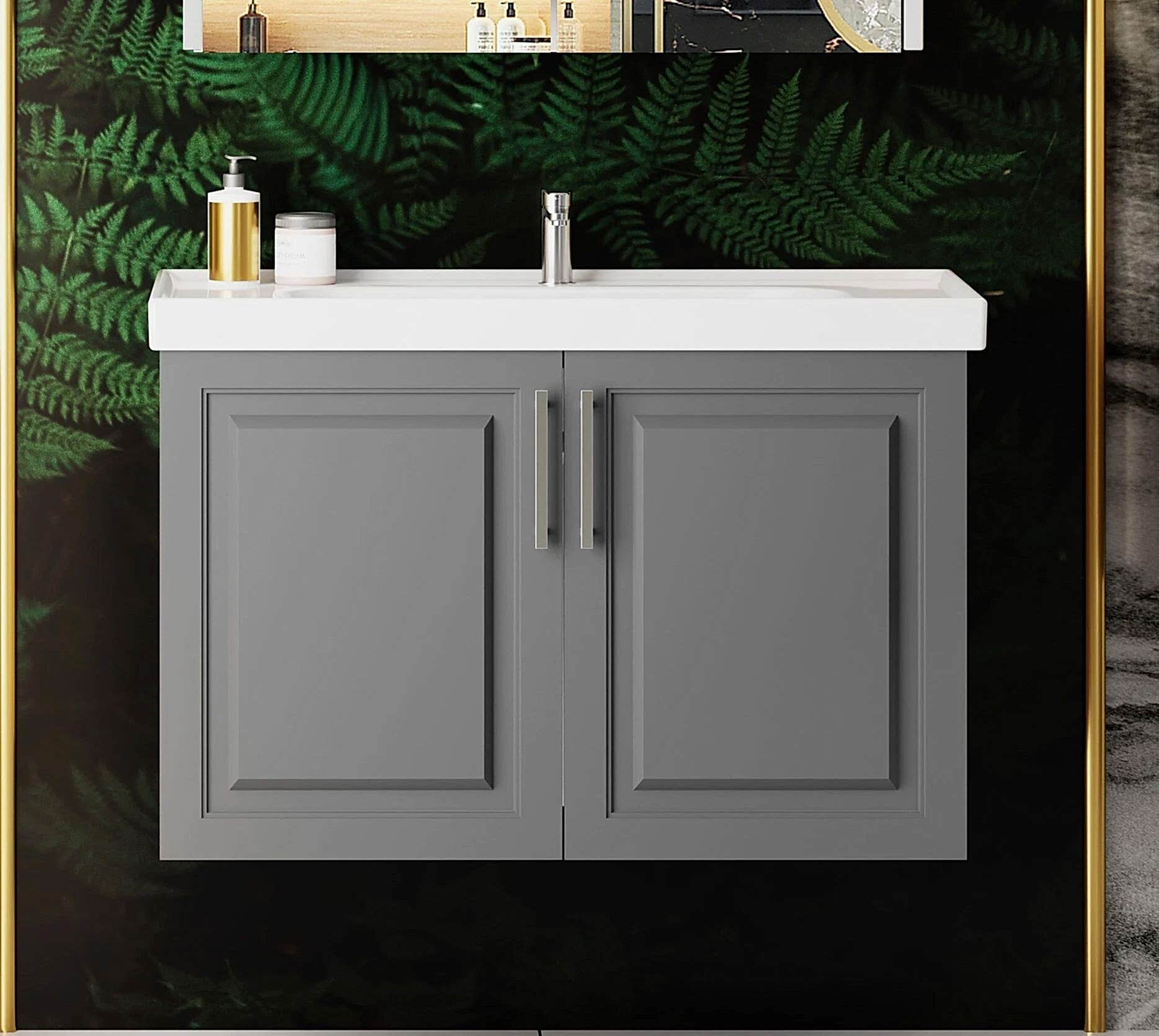 Karen Banyo Arin 80 CM Banyo Dolabı Antrasit Alt Modul - Mekan Kapı 