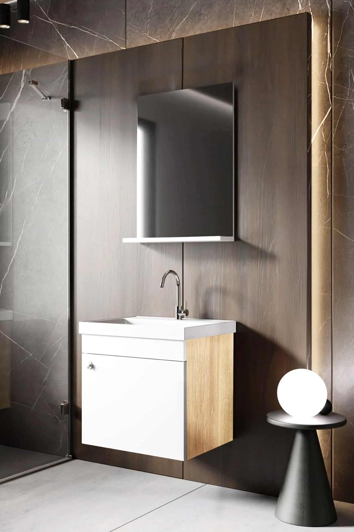 Karen Banyo Milano 50 CM Lavabolu Banyo Dolabı - Mekan Kapı 